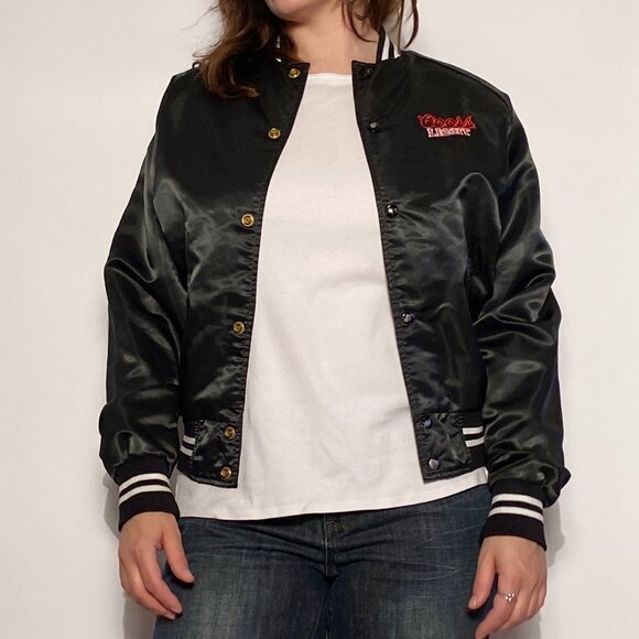 Vintage 1980s COORS LIGHT Beer Embroidered Satin Bomber Jacket! Small to Medium - Picture 4 of 14